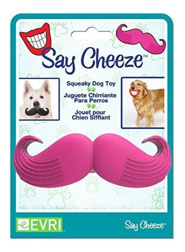 Evriholder Say Cheeze - Squeak Dog Pet Toy (bigote Rosa) - P 0