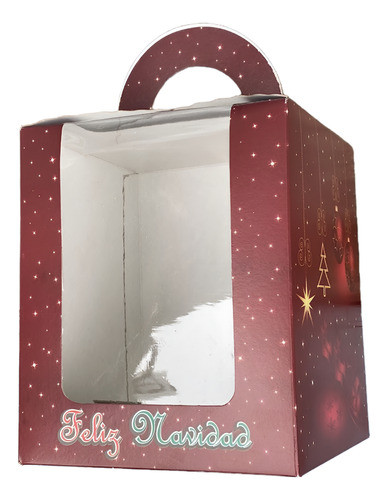 10 Cajas Box Pan Dulce 1 Kilo Diseño Navideño Ventana Visor 0