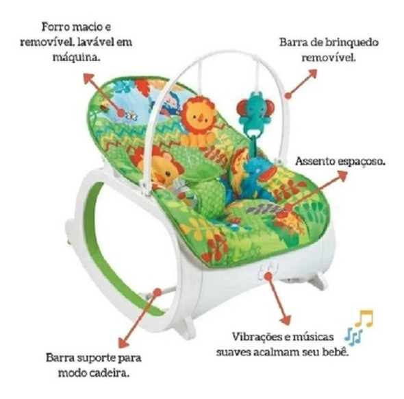 Cadeira De Balanço Bebê Descanso Vibratória Musical Baby 1