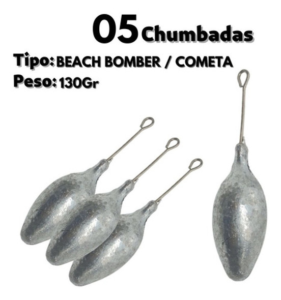 Kit 5 Chumbada Beach Bomber / Cometa Pesca De Praia - 130g 1