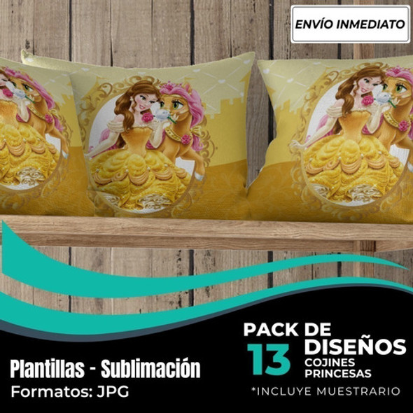 Diseños Plantillas Cojines Princesas Disney Sublimación M81 1