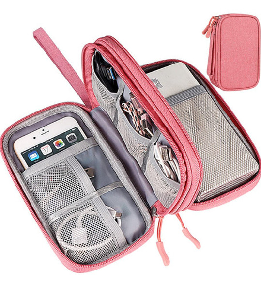 Neceser Impermeable Rosa Para Accesorios Electronicos 0