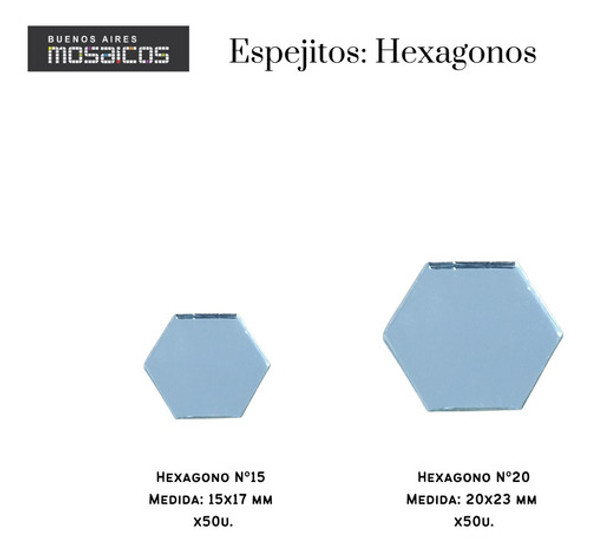 Espejitos Para Mosaiquismo: Hexagono 15 X 17 Mm X 50u. 1
