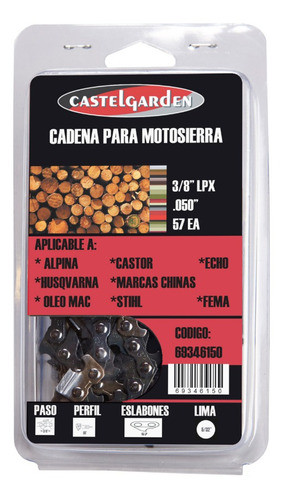 Cadena Motosierra Armada Castel Garden 050 X 57 Eslabones 0