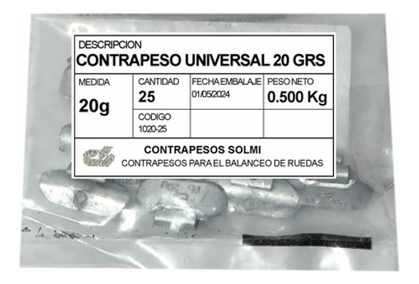Contrapeso Plomo Solmi Balanceo Llanta Chapa 20gr X 25 Unid 1
