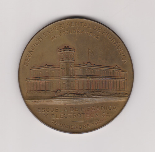 Medalla La Plata Año 1924 Mecanica Electrotecnica 61 Milimet 0