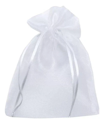 100 Bolsitas De Organza 9x12cm Blancas 0