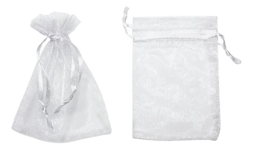 100 Bolsitas De Organza 9x12cm Blancas 1