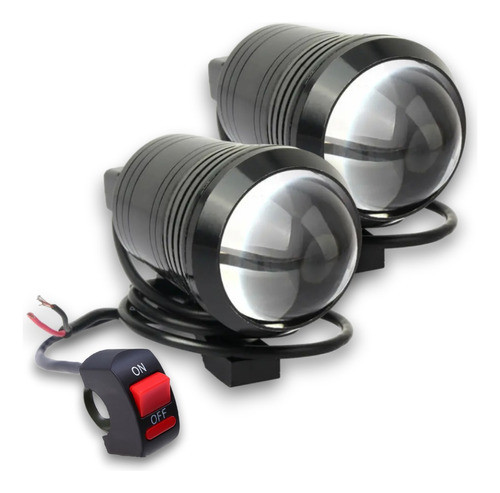Juego Faros Proyector Lupa Cree Led + Switch U2 Moto A-vip 0