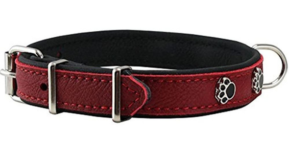 Cuero Genuino Rojo Pernos Prisioneros De Metal Collar De Per 0