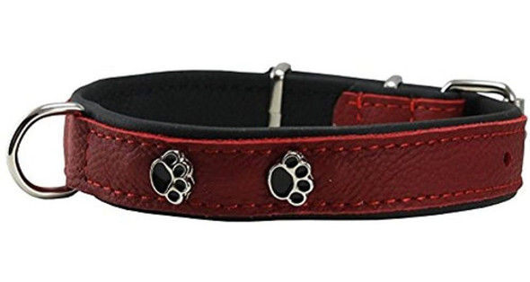 Cuero Genuino Rojo Pernos Prisioneros De Metal Collar De Per 1
