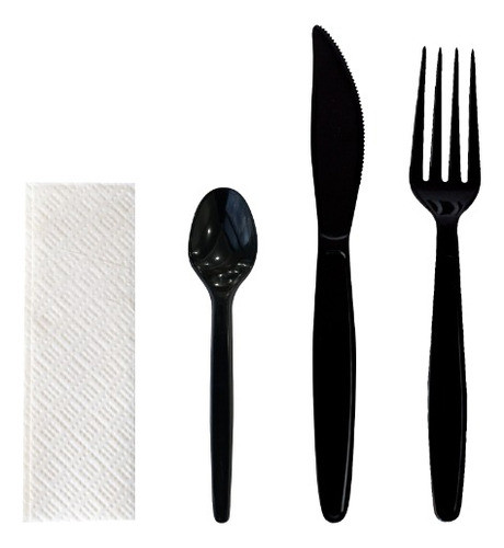 Kit Talher Descart Garfo,faca, Colher Sobremesa, Guardanapo 0