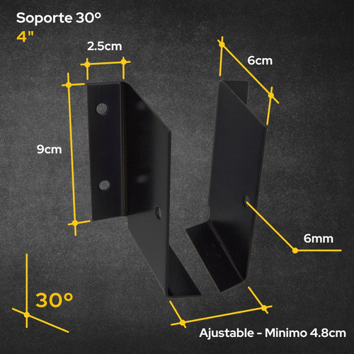 Herraje Soporte Viga 2x4 Inclinado 30° Grados Tirante Techo 1