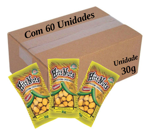 Amendoim Hitt Nuts Natural 30gr - Caixa Com 60 Un 0
