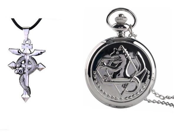 Relogio De Bolso Fullmetal Alchemist  +  Colar . 0