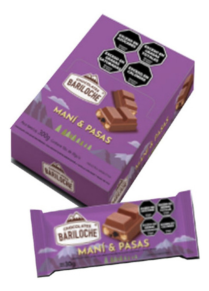 Chocolate Bariloche Con Maní Y Pasas X 10u De 30g C/u 0