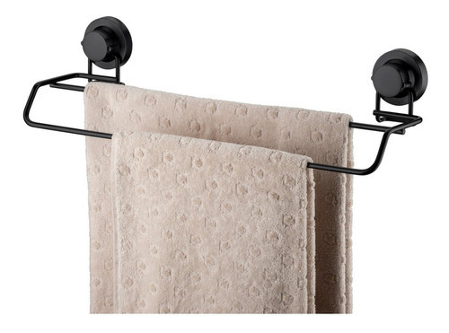 Kit Suporte Papel Higiênico 2 Toalheiro Ventosa Preto Fosco 1