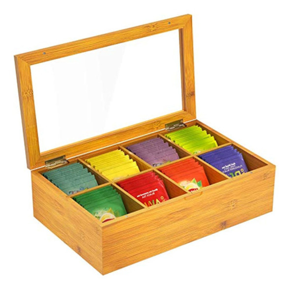 Caja De Té De Bambú, Organizador De Bolsas De Té, 0