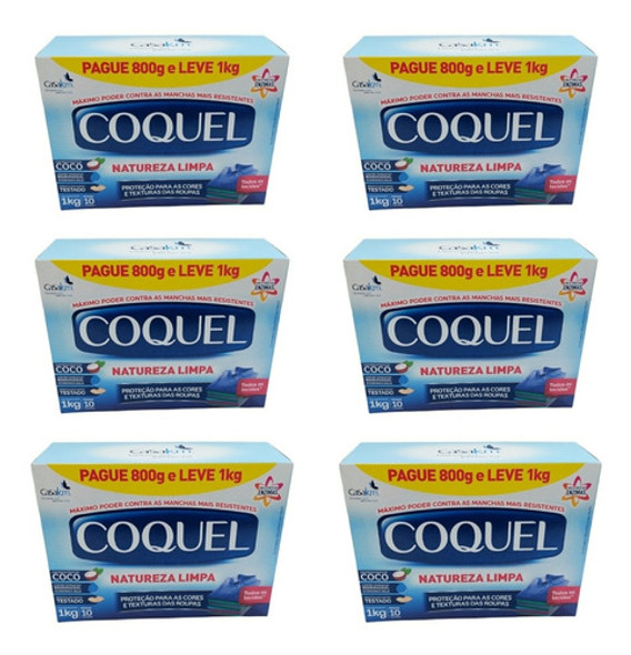 Lava Roupas Coquel Em Pó Kit Com 6 Unidades De 1kg 0 Lava Roupas Coquel Em Pó Kit Com 6 Unidades De 1kg 0
