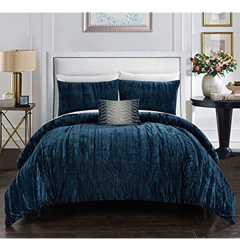 Casa Chic Westmont Juego De Cama De 4 Piezas De Terciopelo A 0