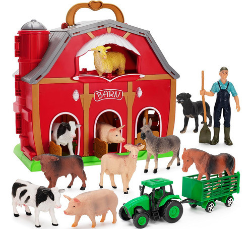 Juego De Granja Con Figuras Y Tractor Para Niños De 1 A 5 Añ 0