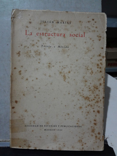 Livro  La Estructura Social Julian Marias - Em Espanhol 0