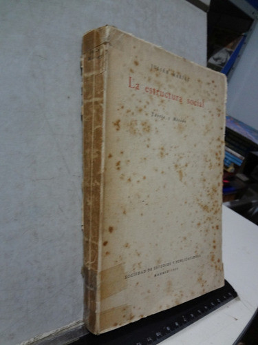 Livro  La Estructura Social Julian Marias - Em Espanhol 1