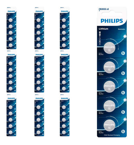 50 Baterias Cr2032 Philips (10  Cart) 0