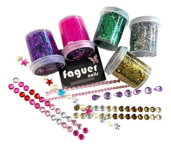 Party Box Bar Kit Glitter Gel + Strass Autoadhesivo Makeup 0