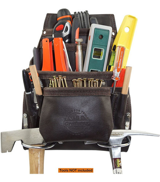 Estuche Para Herramientas Con 10 Bolsillos De Cuero Marron 1