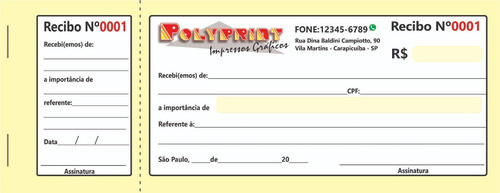 12 Talões De Recibo Personalizados   (7×20cm) 50x1via 0