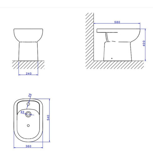 Bidet Blanco Ceramico Vogue Plus 1