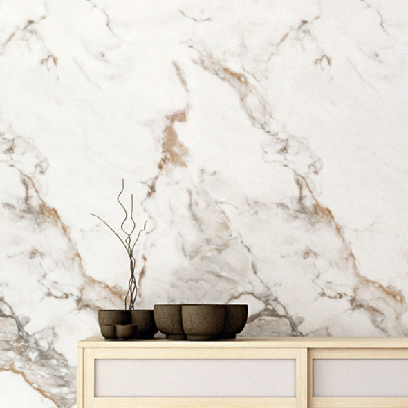 Papel De Parede Efeito Marmore Branco Marrom Cozinha Sala 3m 1