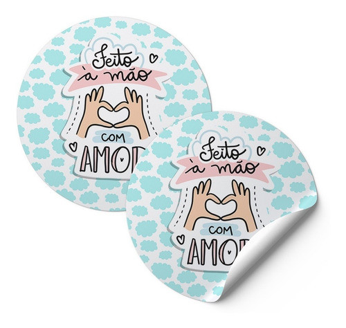 120 Tag Etiquetas Adesivos Cliente Feito A Mão Nuvem Verde 1