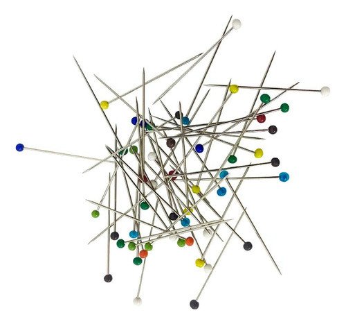 100 Alfinetes Cabeça Inox Fino Patchwork Alinhavar 0