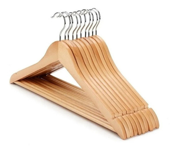 Perchas De Madera Lustradas Barnizada X 24 Premium Oferton!! 1