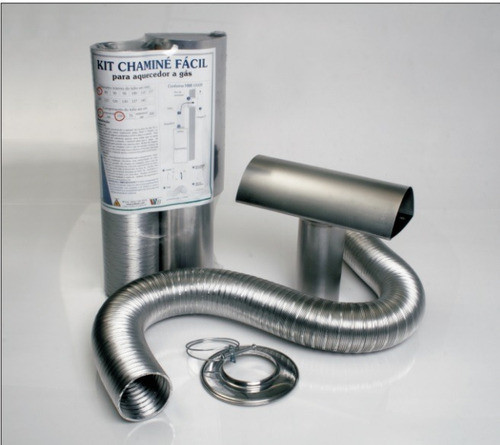 Kit Chaminé Tubo Alumínio P/ Aquecedor Gás 90 Mm 1,5m 1