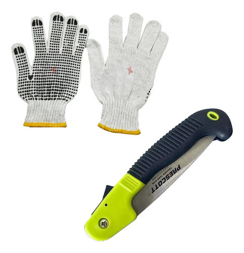 Serrucho Plegable Chico + Guantes De Trabajo Jardinería 0