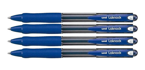 Caneta Uniball Laknock 1.0 Azul Cx C/4 Unidades Kit Oferta 0