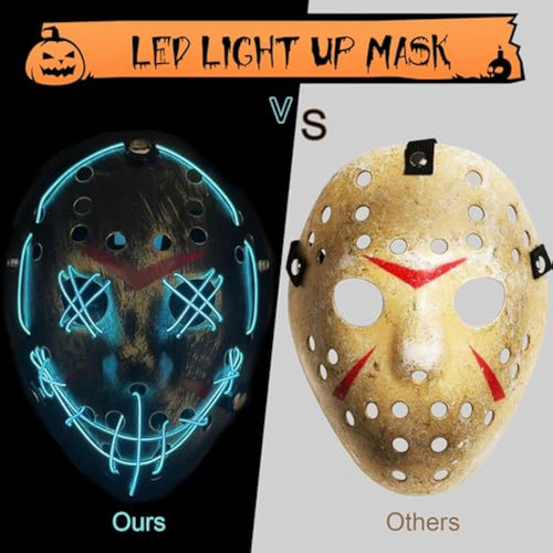Máscara De Luz Led De Halloween, Que Brilla En La 1