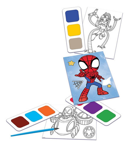 Set Arte Pintando Colorea Con Acuarelas Spidey Cod Vsp03305 1