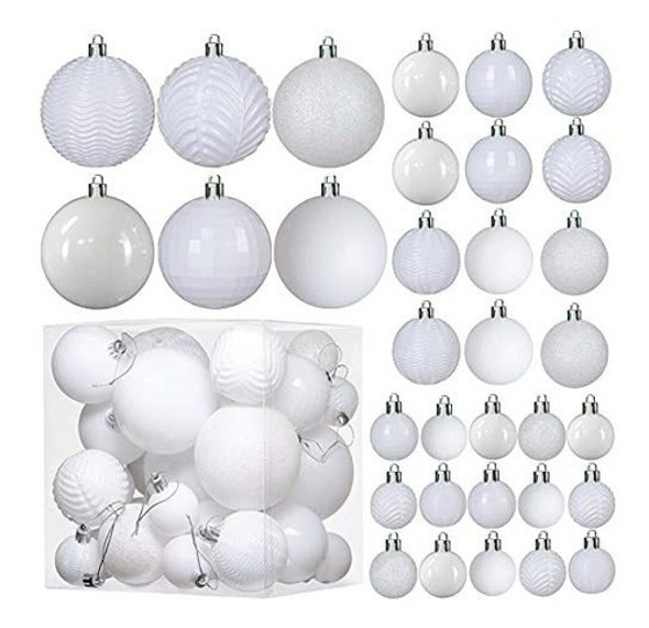 Bolas Para Arbol De Navidad X36u.- 4/6/8cm- Blanco 0 Bolas Para Arbol De Navidad X36u.- 4/6/8cm- Blanco 0