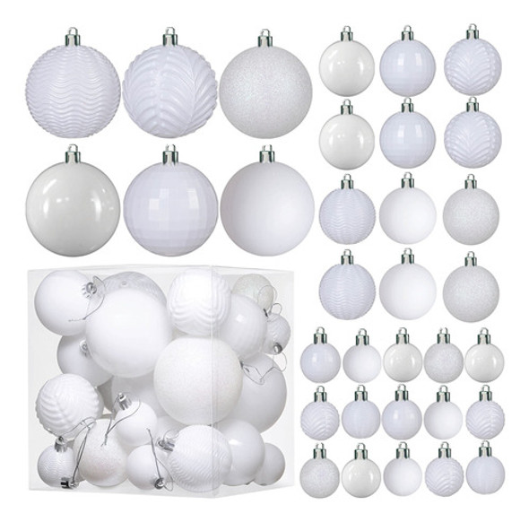 Bolas Para Arbol De Navidad X36u.- 4/6/8cm- Blanco 0 Bolas Para Arbol De Navidad X36u.- 4/6/8cm- Blanco 0