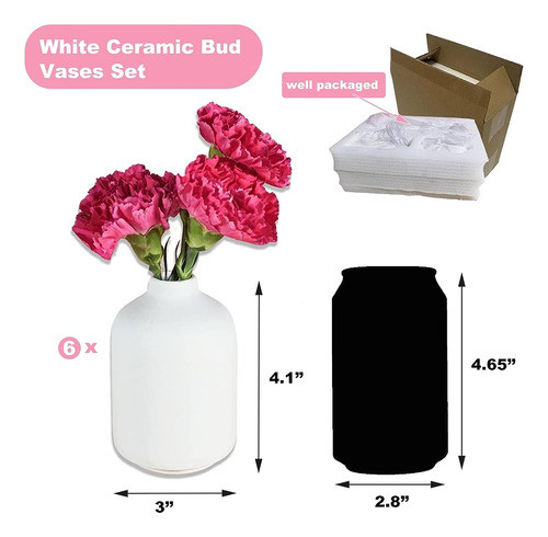 Pequeños Jarrones De Cerámica Blanca Set 6 Para Decoración, 1