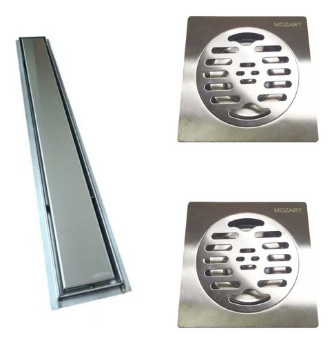 Combo Rejillas Mozart P/piso Lineal 70x10 Cuadrada 12x12 X2 0