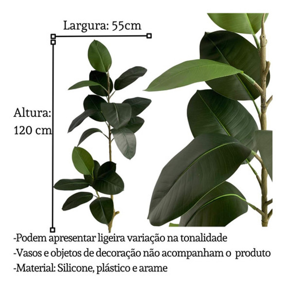 2 Planta Artificial Verde Árvore Ficus Realista P/ Decoração 1