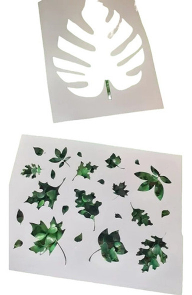 Stencil Hojas Set X 2 Decorativo 18x13 0