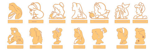 Pack Vectores Corte Laser - 14 Centros De Mesa Princesas 1