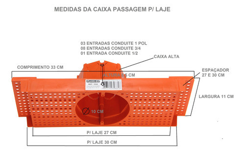 Kit 55 Caixa Luz Suporte P/ Laje Octogonal 27, 30cm Plasled 1