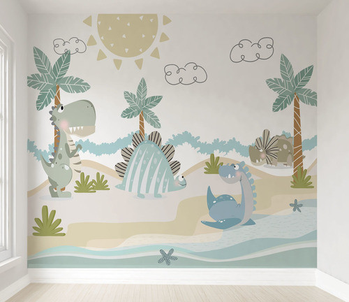 Papel De Parede Dinossauro Dino Autocolante Pp417 M² 0